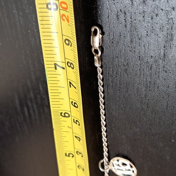 Silver Bracelet 925 Italian Bracelet with Silver Plated 16" charm - Picture 3 of 5